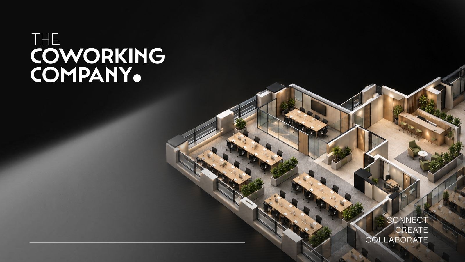 3D floor plan of a fully managed office floor